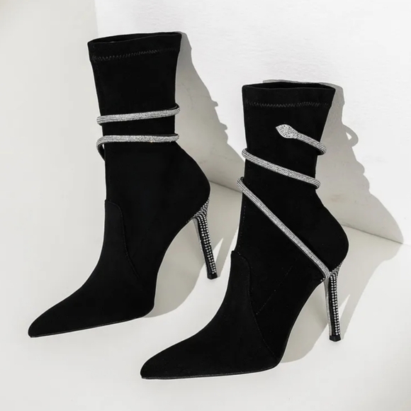 Autumn Winter Fashion Faux Suede Snake Coiled Women Boots Luxury - Picture 4 of 7